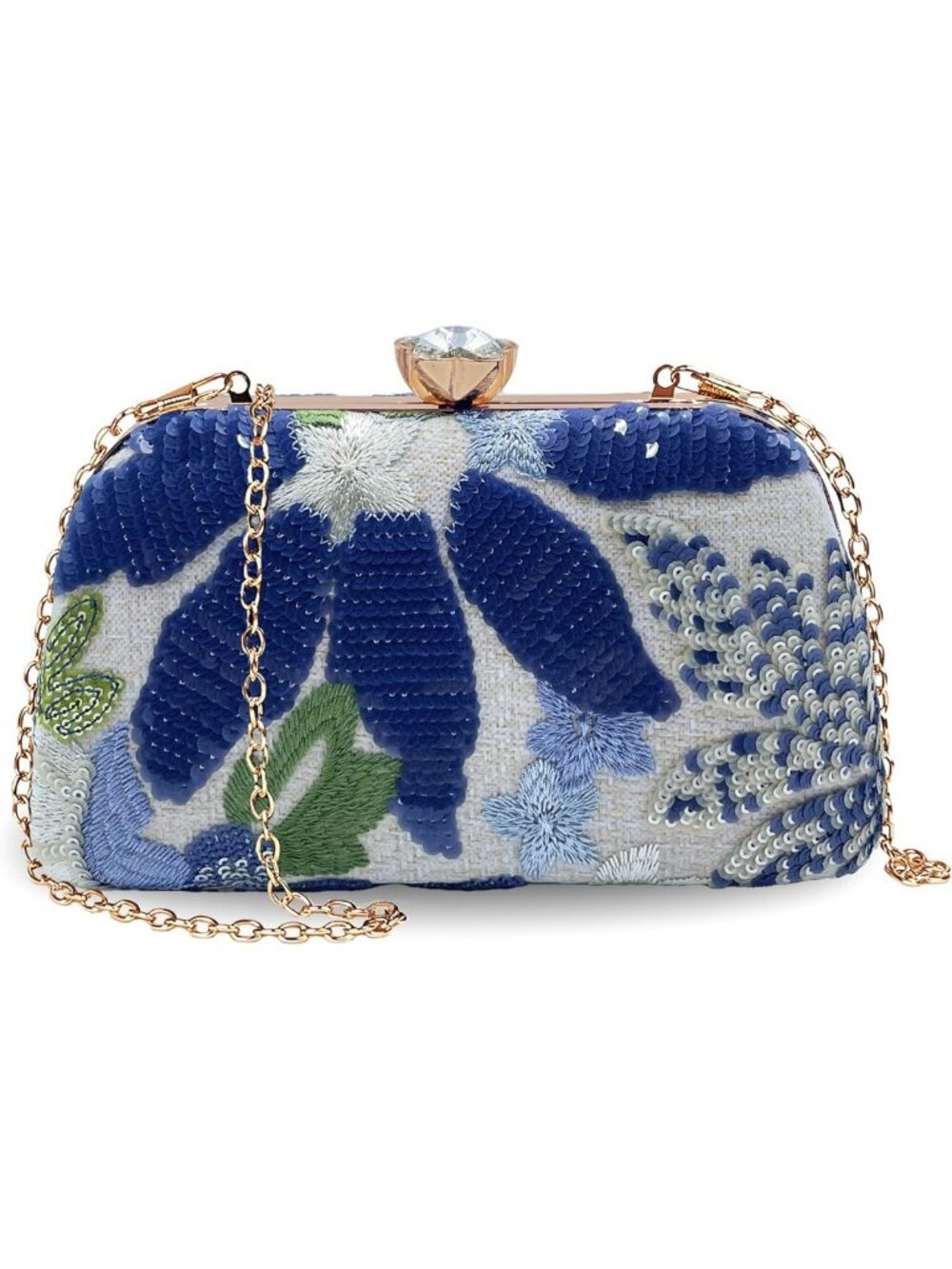 Embroidered Beaded Sequin Clutch Bag for Women - Floral Evening Purse for